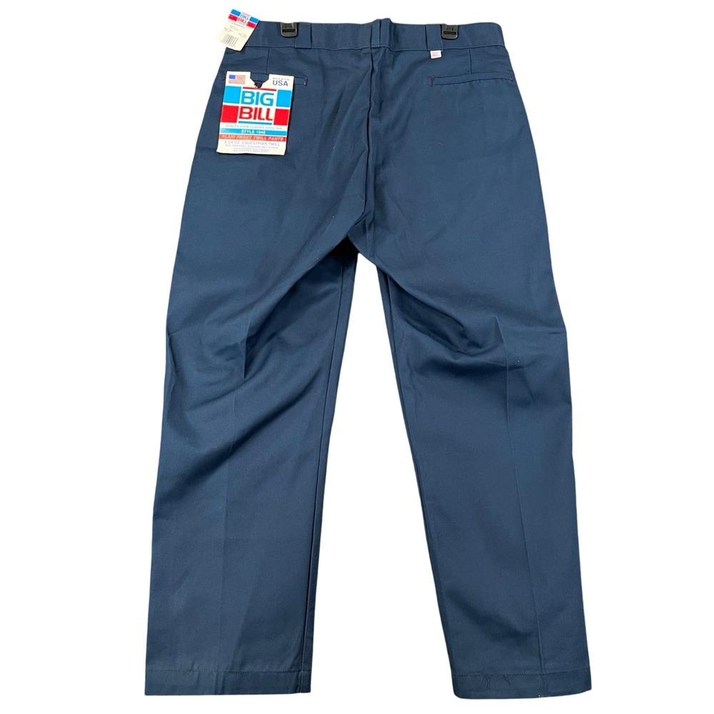 Big Bill Twill Work Pants Mens 38x30 Navy Blue Plain Front Made in USA Workwear
